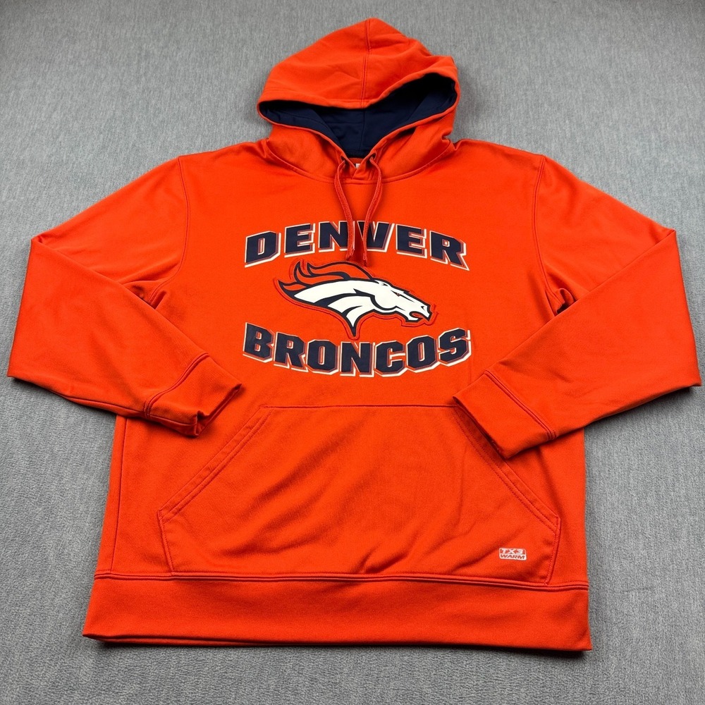 Denver Broncos Hoodie Mens Medium Orange Fleece Sweatshirt NFL Football Pullover